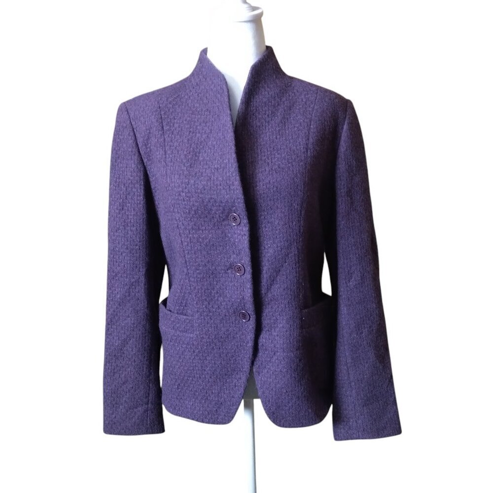 Paul Stuart Size 10 Purple Cashmere Button Front Blazer Italy Vintage Classic